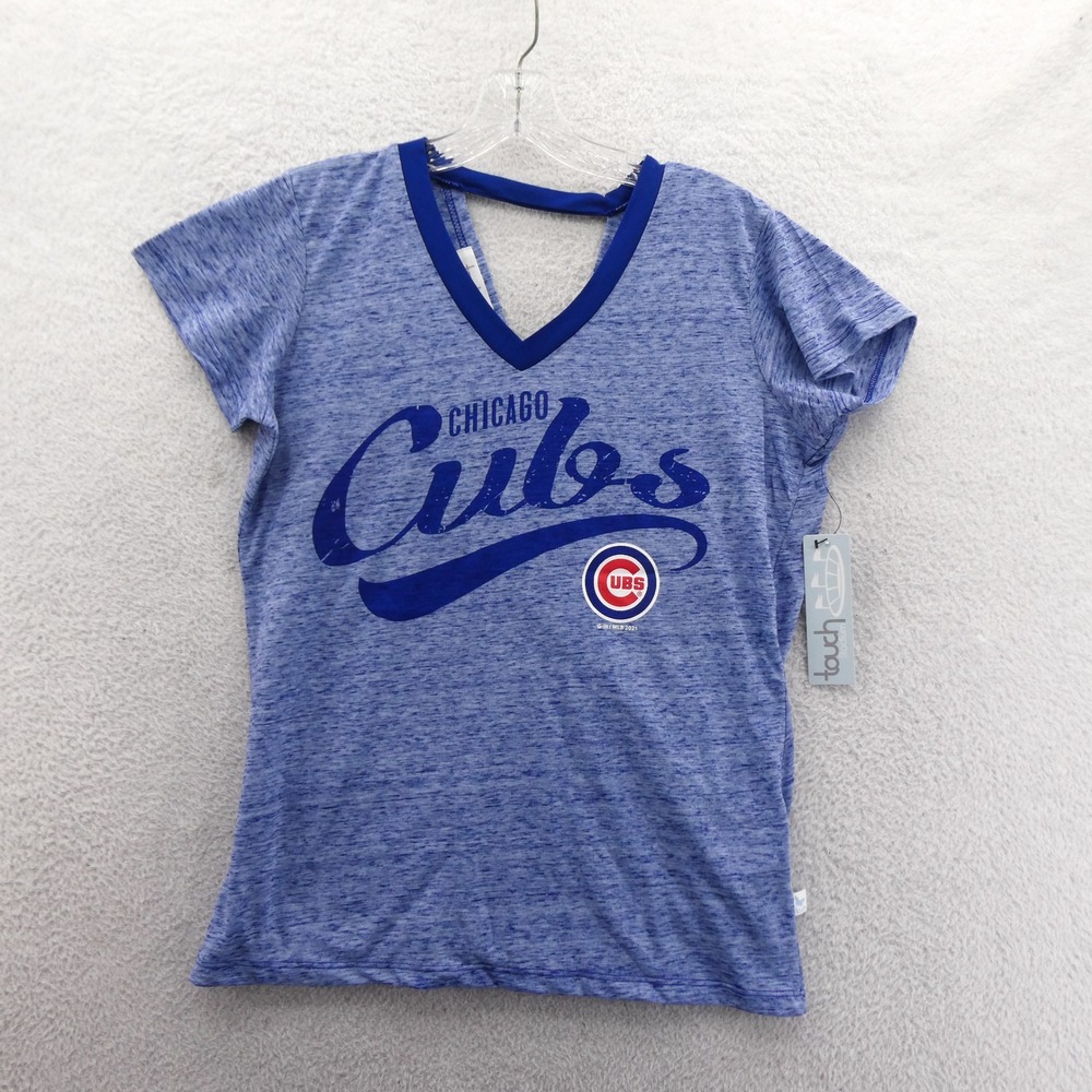 Touch Shirt Women Medium Chicago Cubs Blue‎ Space Dye Open Back MLB Fan Apparel